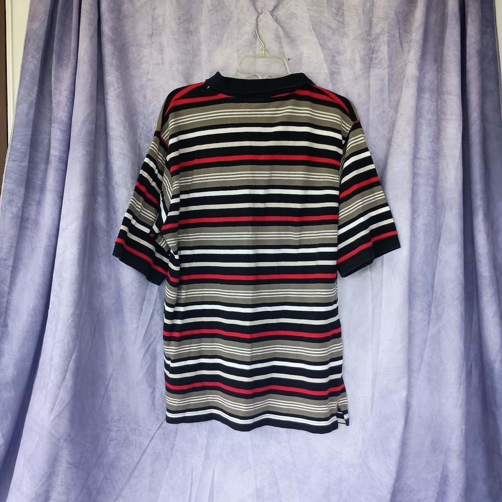 South Pole Striped Polo Shirt Black Red Gray Y2K Streetwear Size Large - Picture 6 of 9